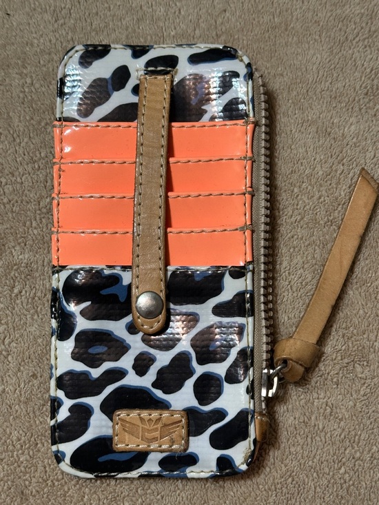 Consuela Handbags - Consuela White Leopard Card organizer Wallet with Coral Accent